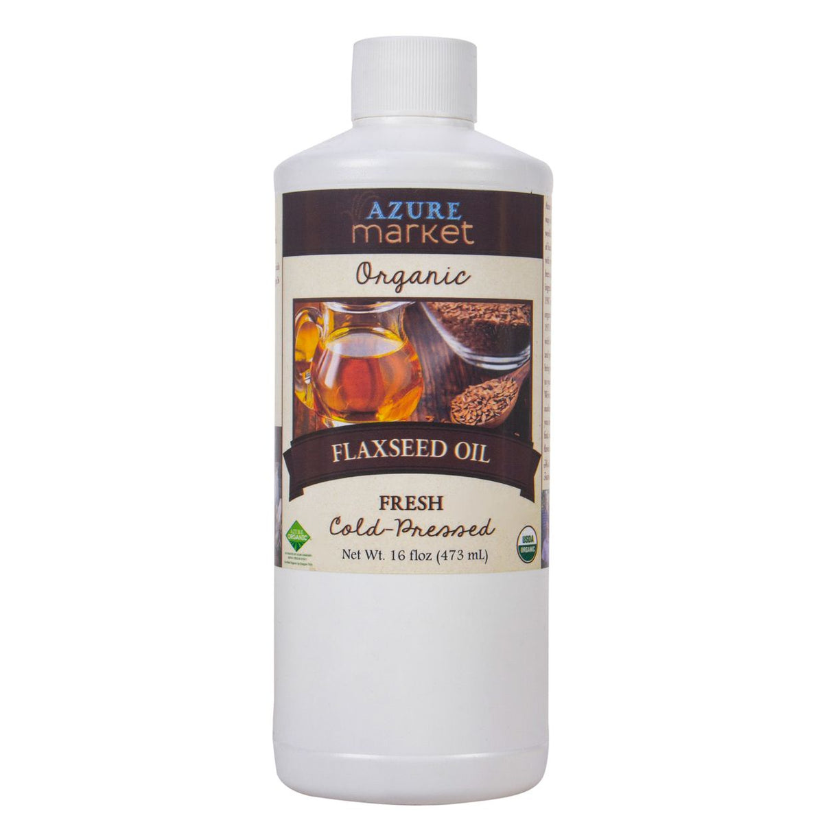 Azure Market Organics Flax Seed Oil, Fresh, Organic-16floz