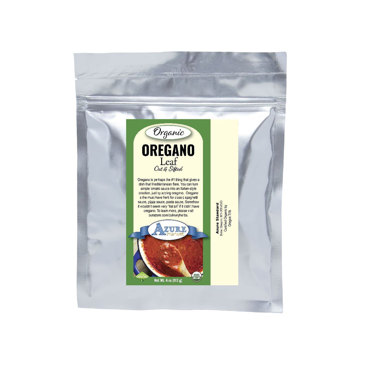 Azure Market Organics Oregano Leaf, Cut & Sifted, Organic- 4oz