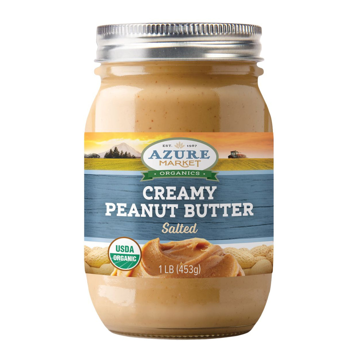 Azure Market Organics Peanut Butter, Creamy, Salted, Organic-1lb