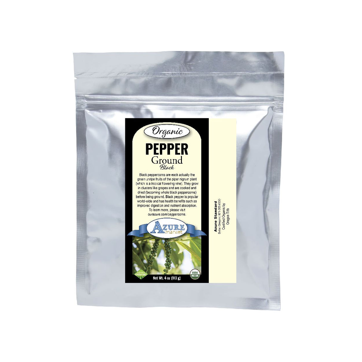 Azure Market Organics Pepper, Ground Black, Organic- 4oz