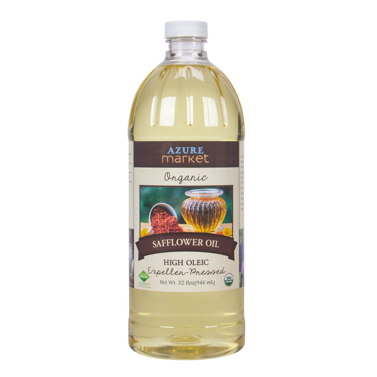 Azure Market Organics Safflower Oil, Expeller Pressed, High Oleic, Organic-32floz