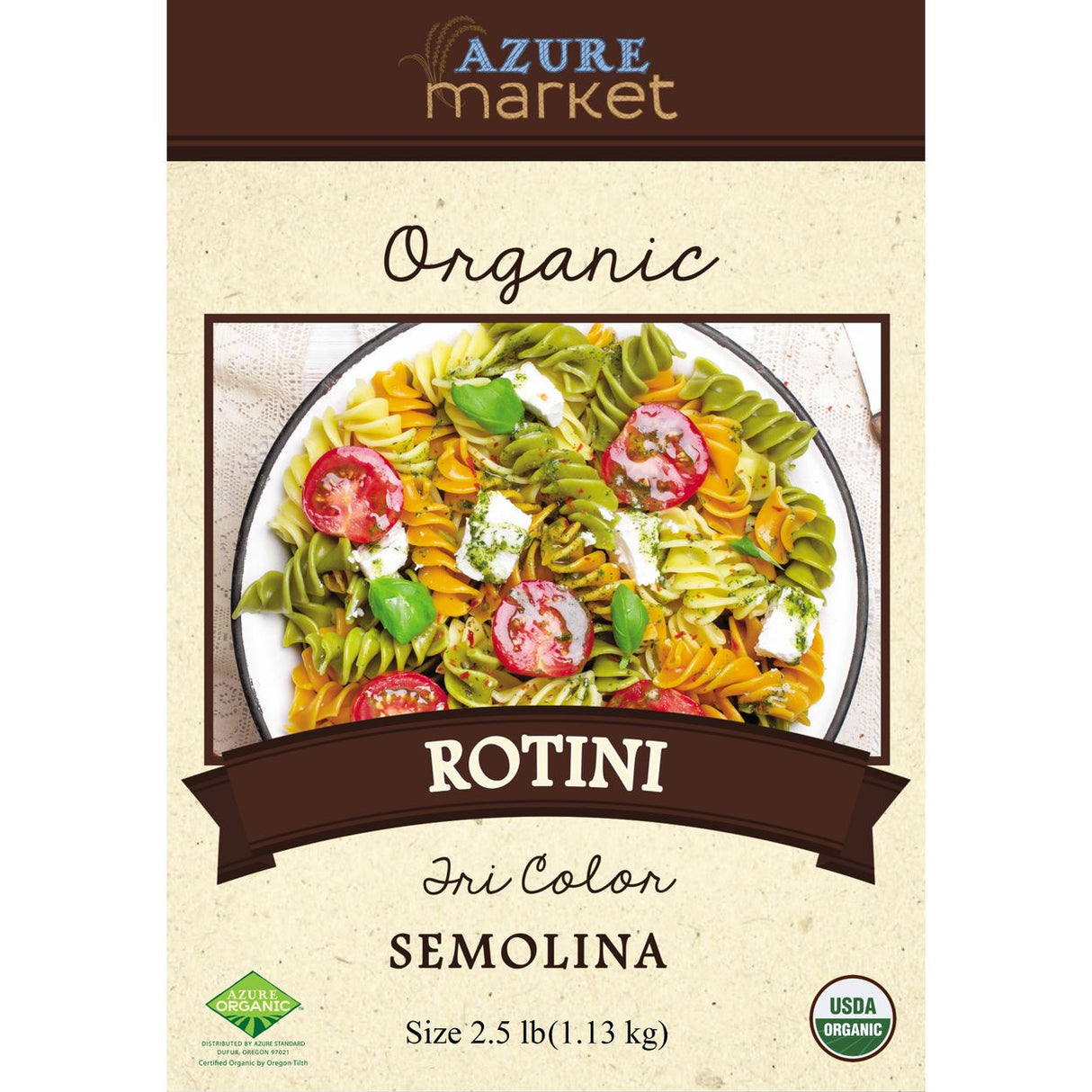 Azure Market Organic Semolina-Rotini Tri Color , 2.5lb