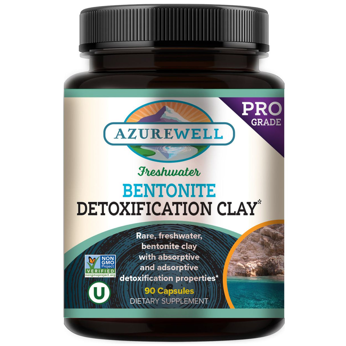 AzureWell Bentonite Detoxification Clay (Freshwater, 90 Caps))