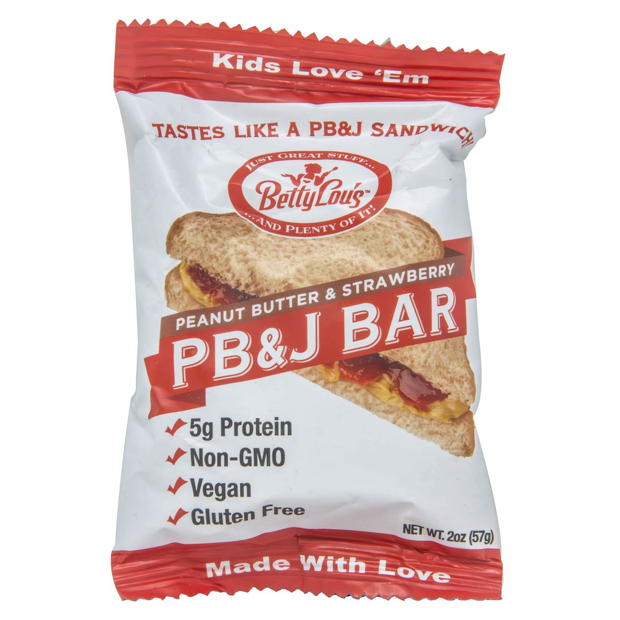 Betty Lou's PB&J Bar, Peanut Butter and Strawberry, GF-1x2oz