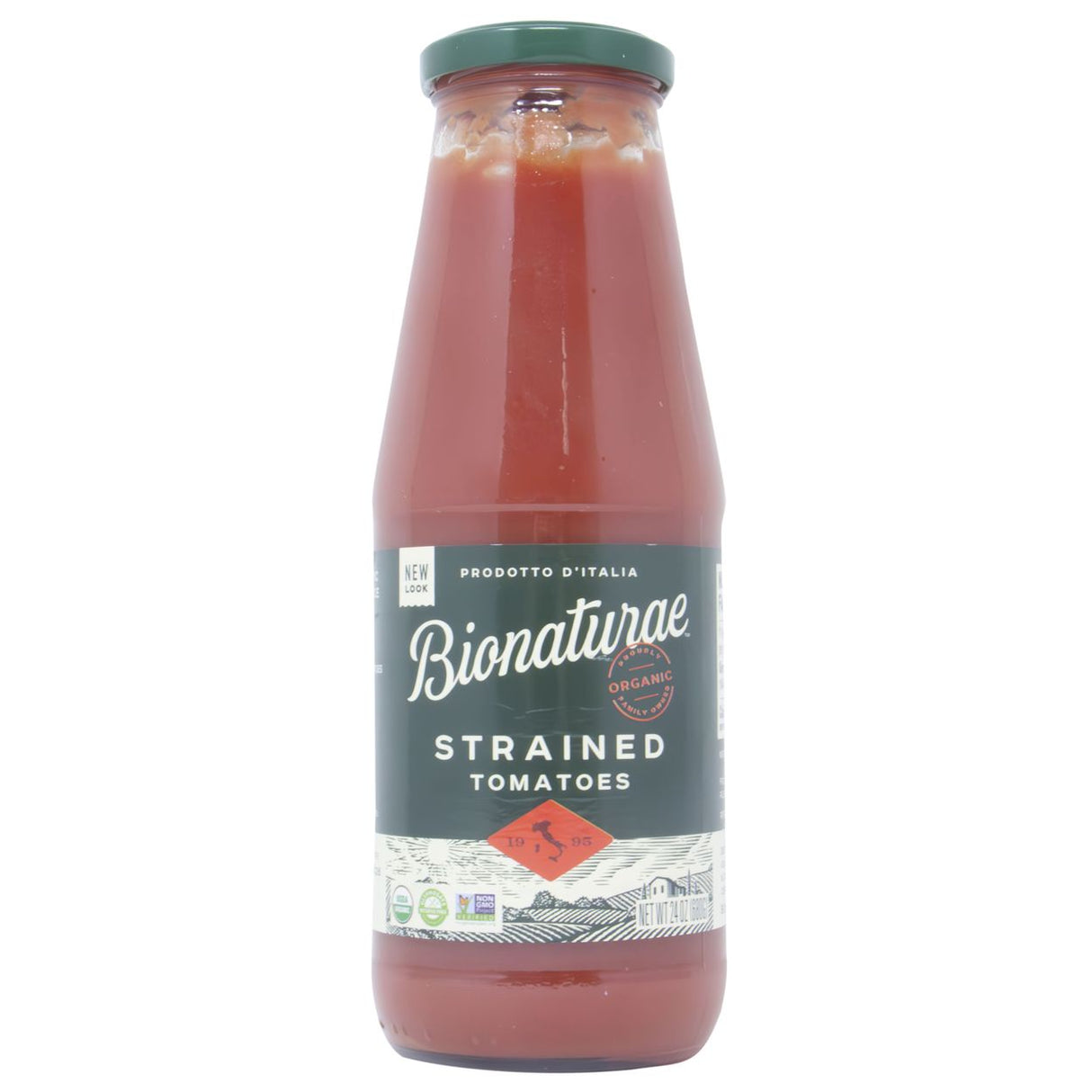 Bionaturae Tomatoes Strained, In Glass, Organic-24oz