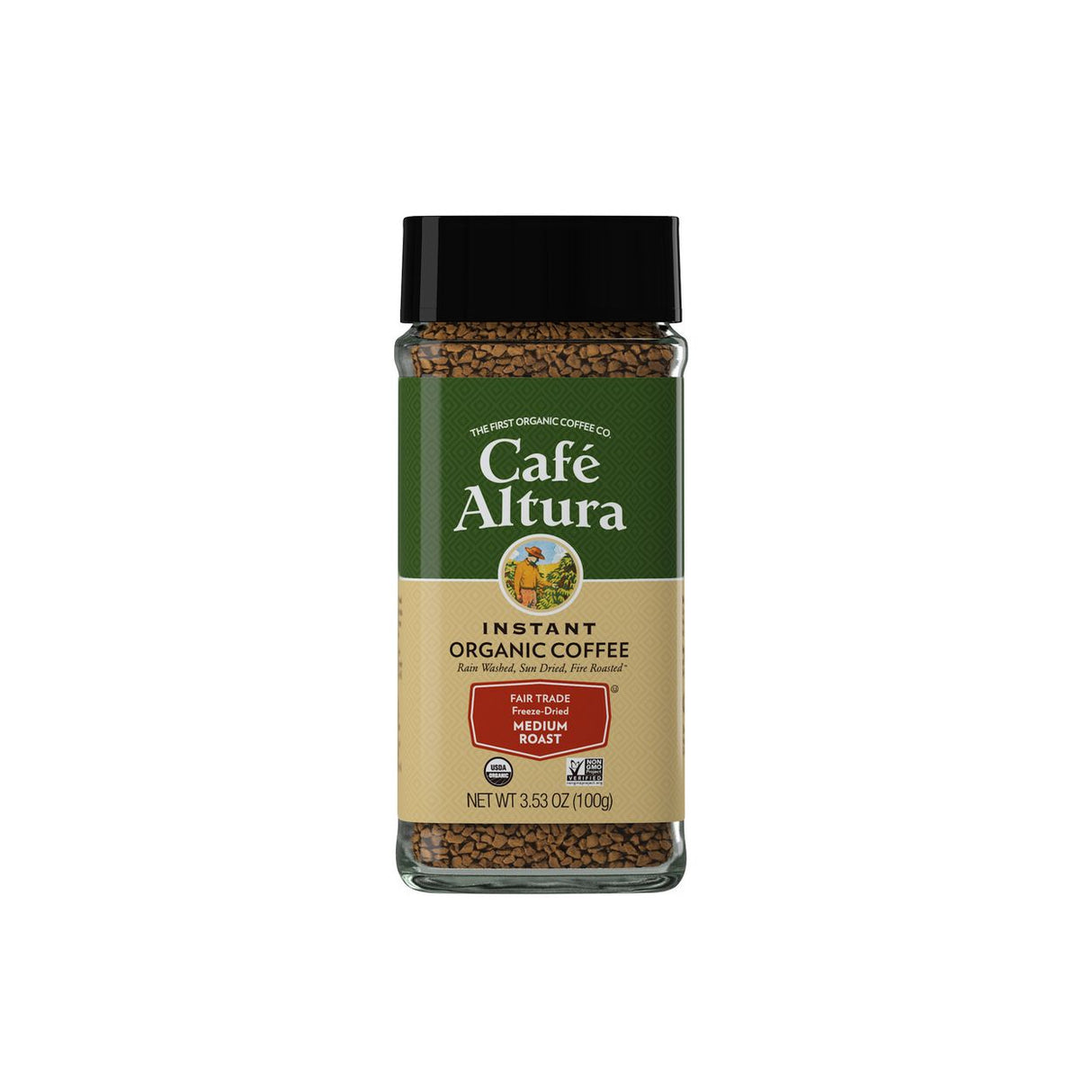 Cafe Altura Instant Coffee, Freeze Dried, Medium Roast, Fair Trade, Organic-3.53oz Glass