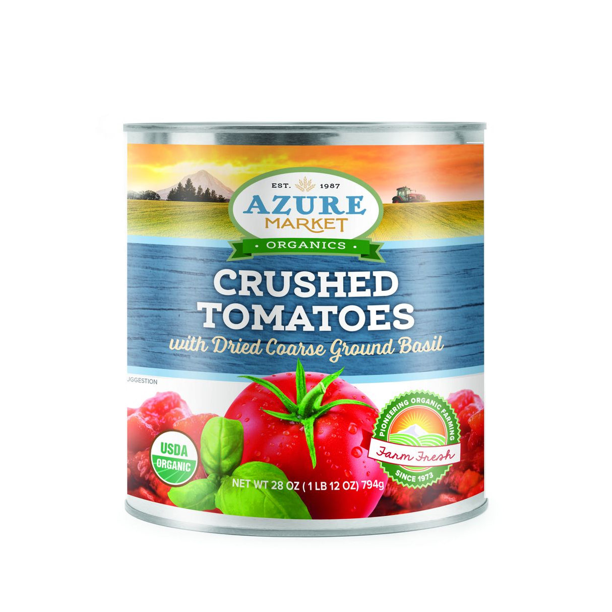 Azure Market Organics Crushed Tomatoes (Coarse Ground) with Basil, Organic 28oz