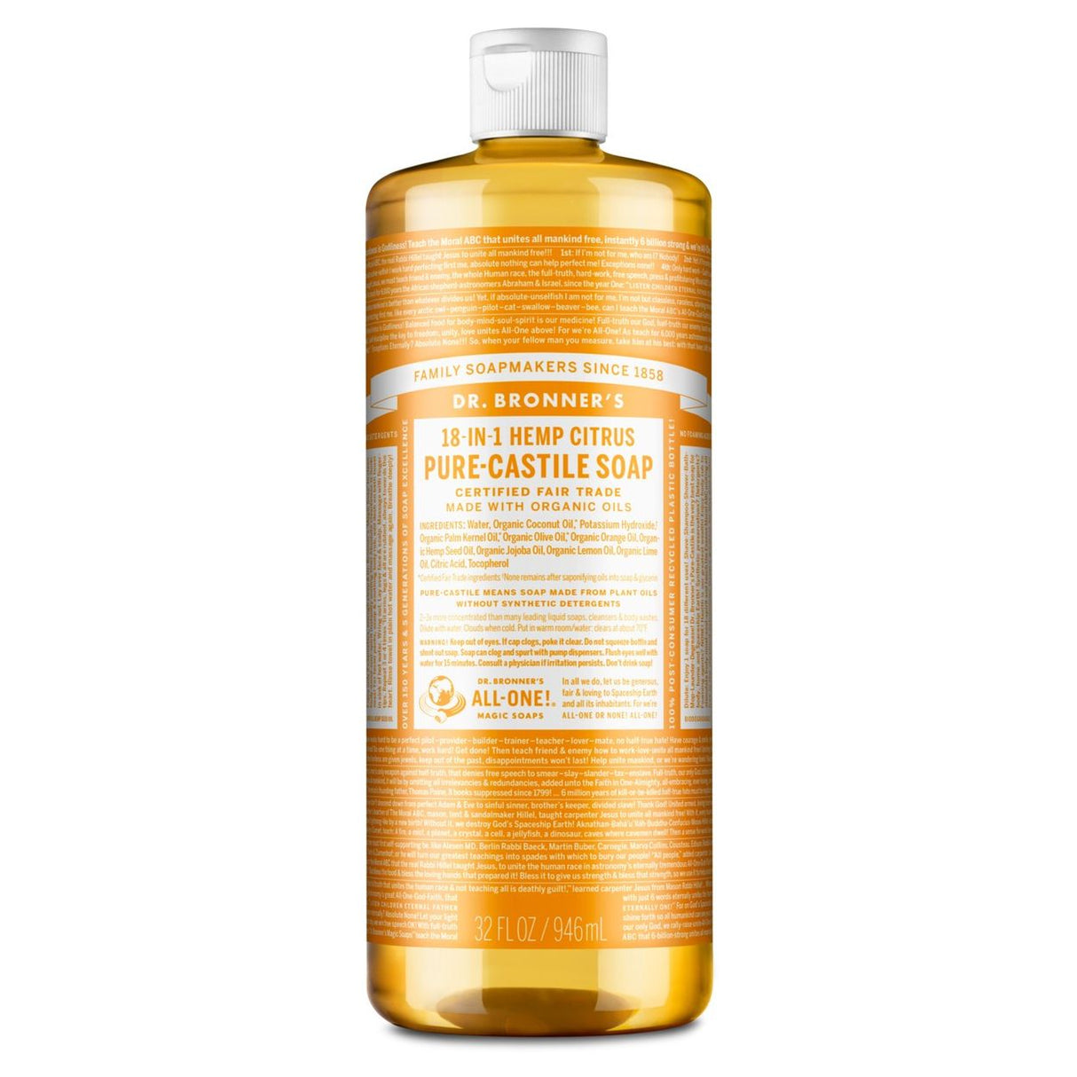 Dr Bronner Citrus Liquid Castile Soap, Organic-32floz
