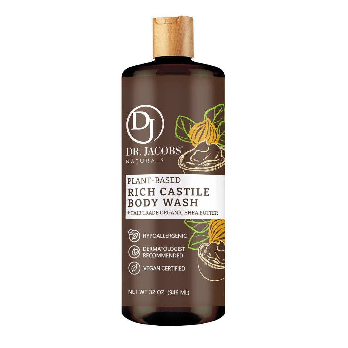 Dr. Jacobs Naturals Castile Body Wash, Plant-Based, Shea Butter-32oz