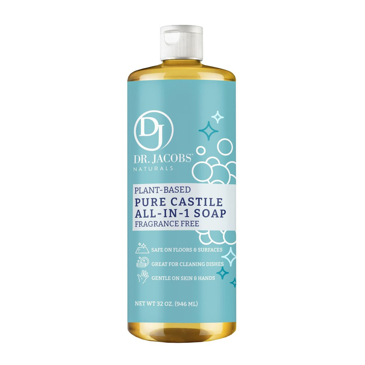 Dr. Jacobs Naturals All-In-One Pure Castile Soap, Fragrance Free-32oz
