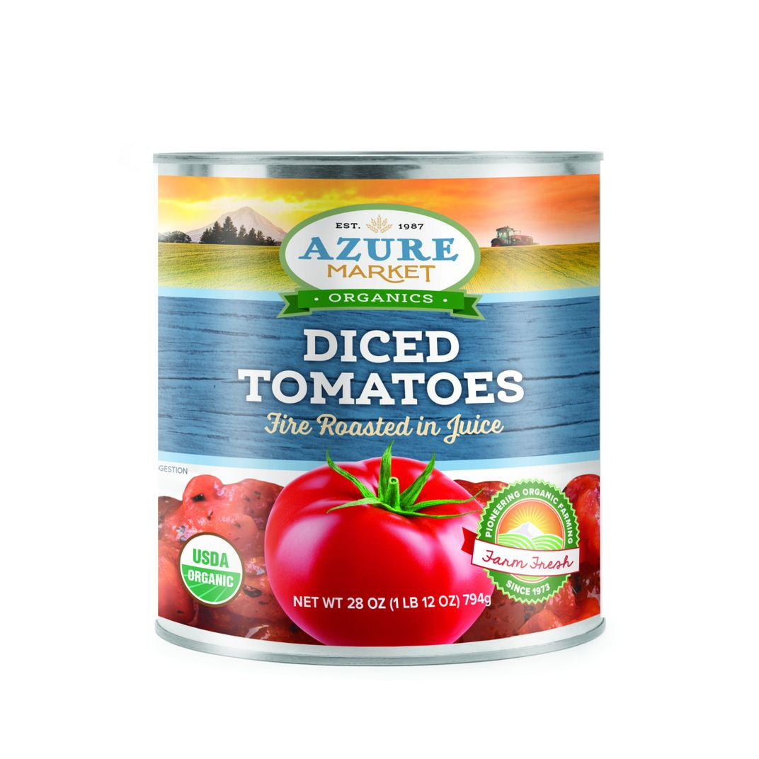 Azure Market Organics Diced Tomatoes in Juice-Fire Roasted, Organic 28oz