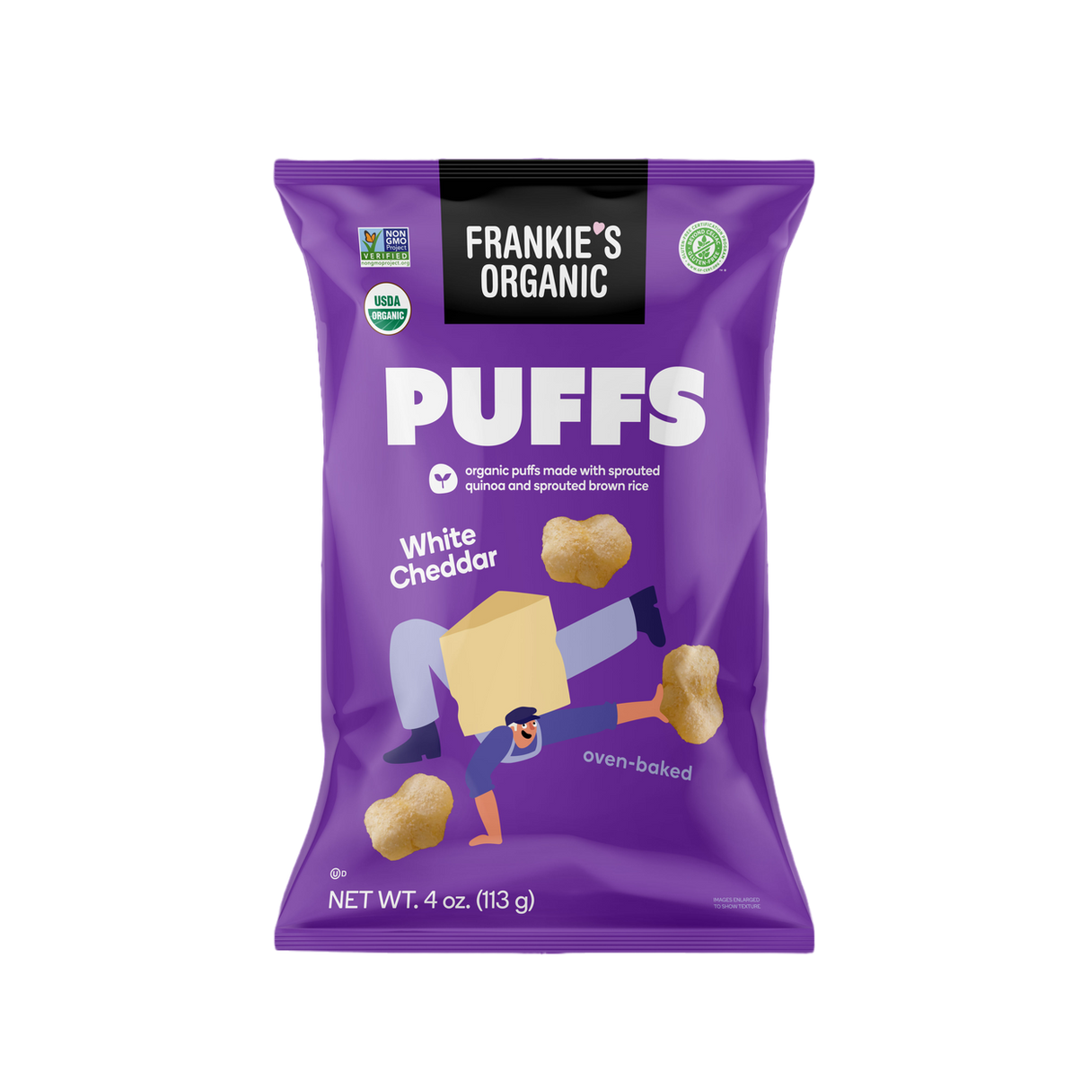 Frankie's Organic Puffs, White Cheddar, Organic-4oz