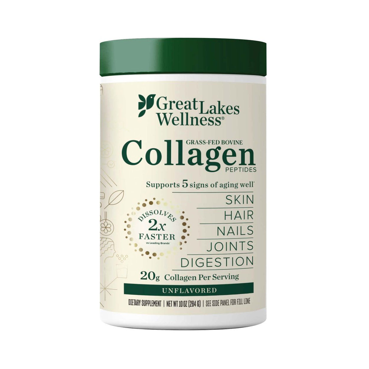 Great Lakes Wellness Collagen Peptides, Unflavored-10oz