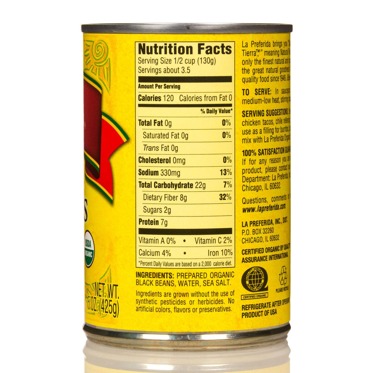 La Preferida Authentic Refried Black Beans, Organic-16oz