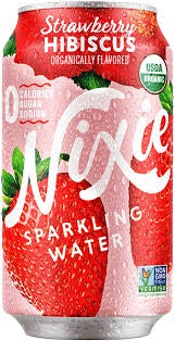 Nixie Sparkling Water, Strawberry Hibiscus, Organic-12floz