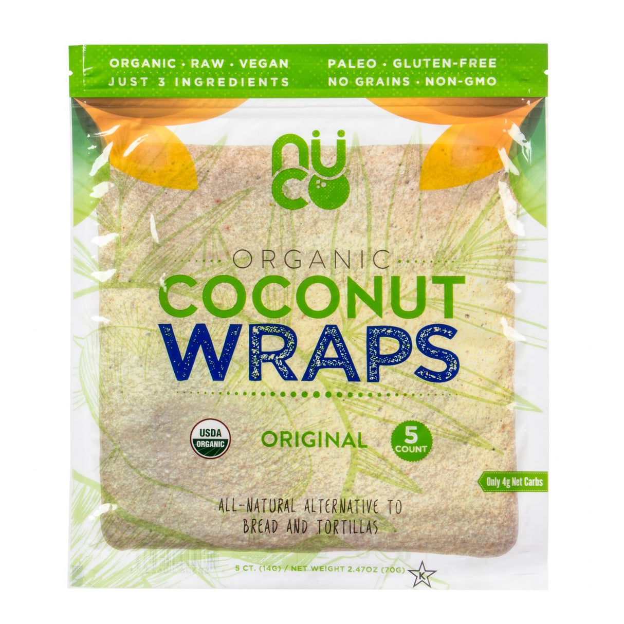 NUCO Paleo Coconut Wraps, Original, Organic-2.47oz