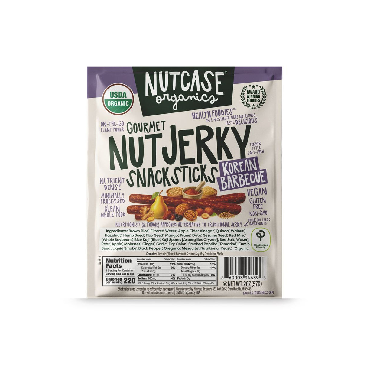 Nutcase Vegan Nutty Jerky, Korean Barbecue, Organic-2oz