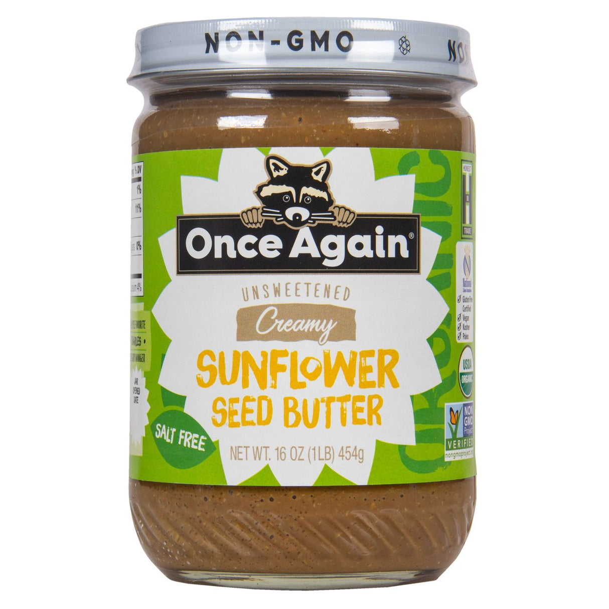 Once Again Nut Butter, Inc. Sunflower Butter, Unsweetened, Salt Free, Organic-16oz