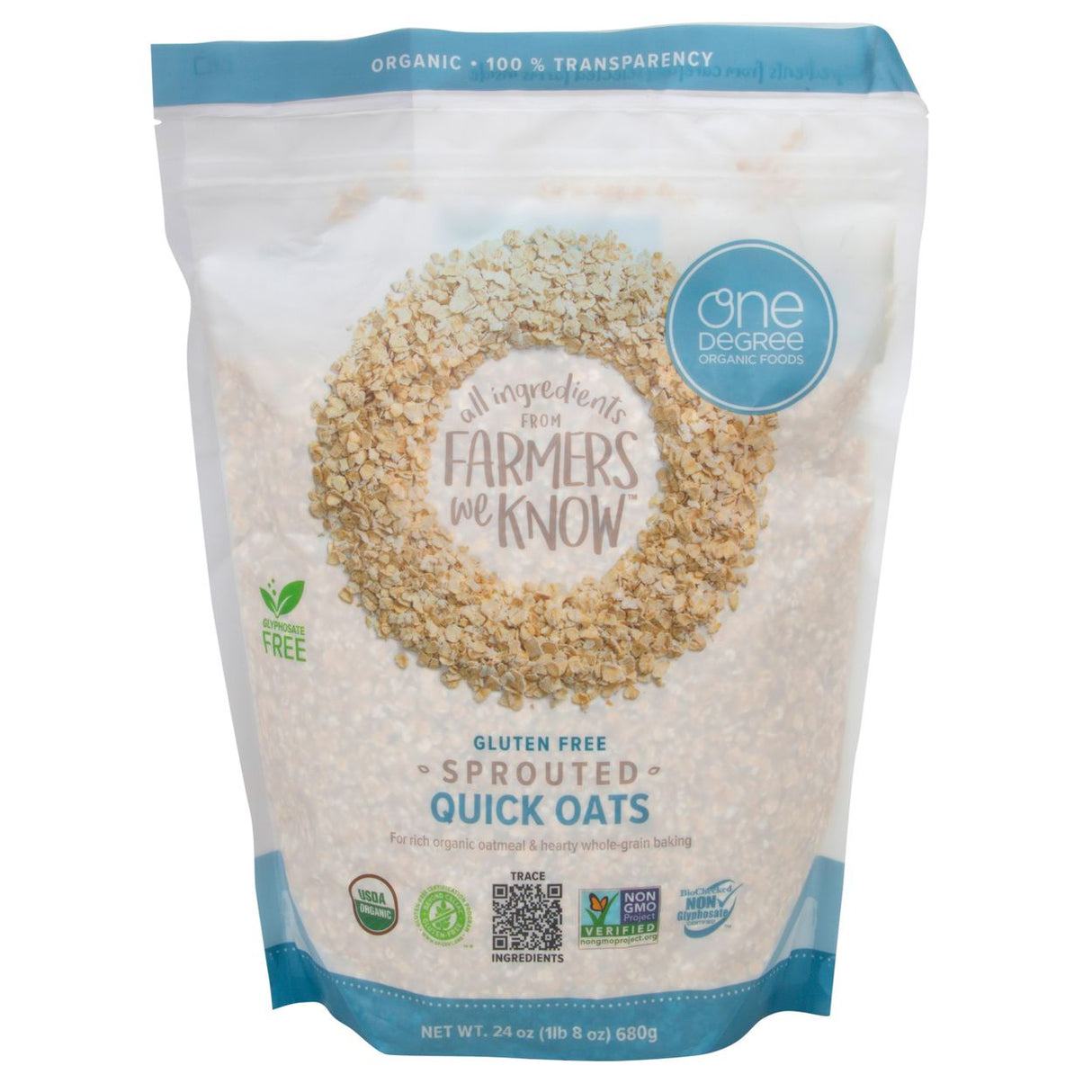 One Degree Oats, Quick, Sprouted, Organic-24oz