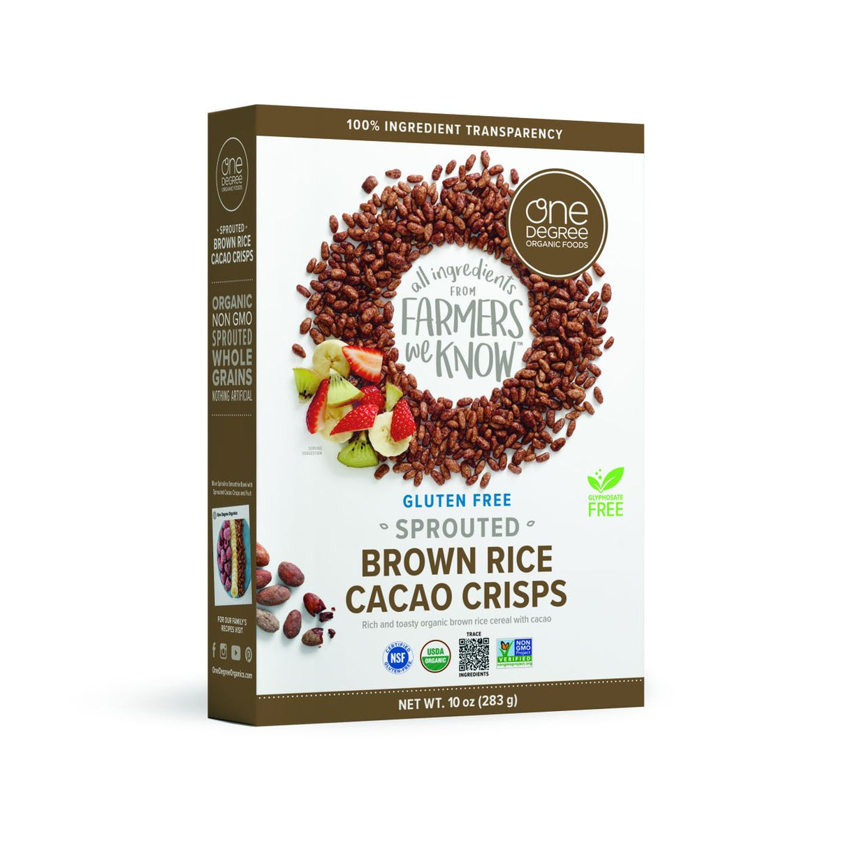 One Degree Veganic Sprouted Brown Rice Cacao Crisps Cereal, Organic-10oz