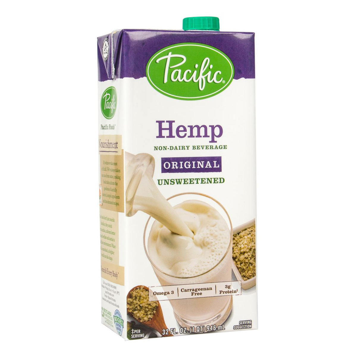 Pacific Foods Hemp Milk, Unsweetened, Original, All Natural-32floz