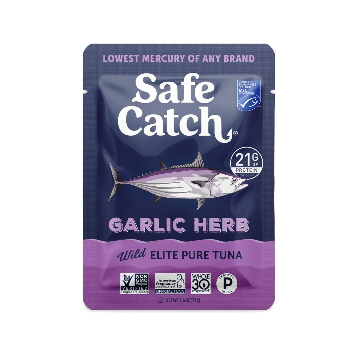 Safe Catch Tuna, Wild, Garlic Herb, Elite, Pouch-2.6oz