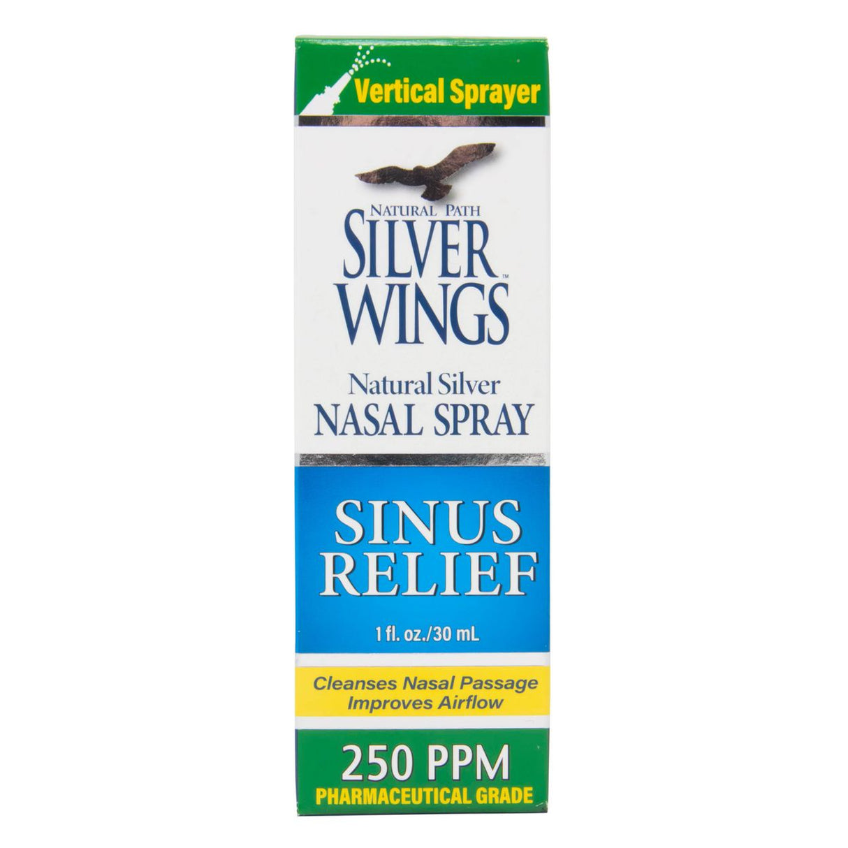 Silver Wings Natural Silver Nasal Spray, Sinus Relief, 1fl oz, 250ppm