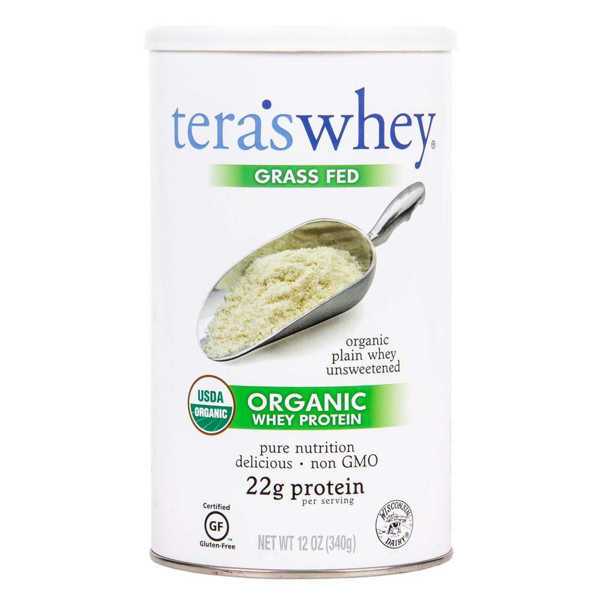 Simply Tera's Whey Protein Powder, Grass-fed, Plain, Unsweetened, Organic=12oz