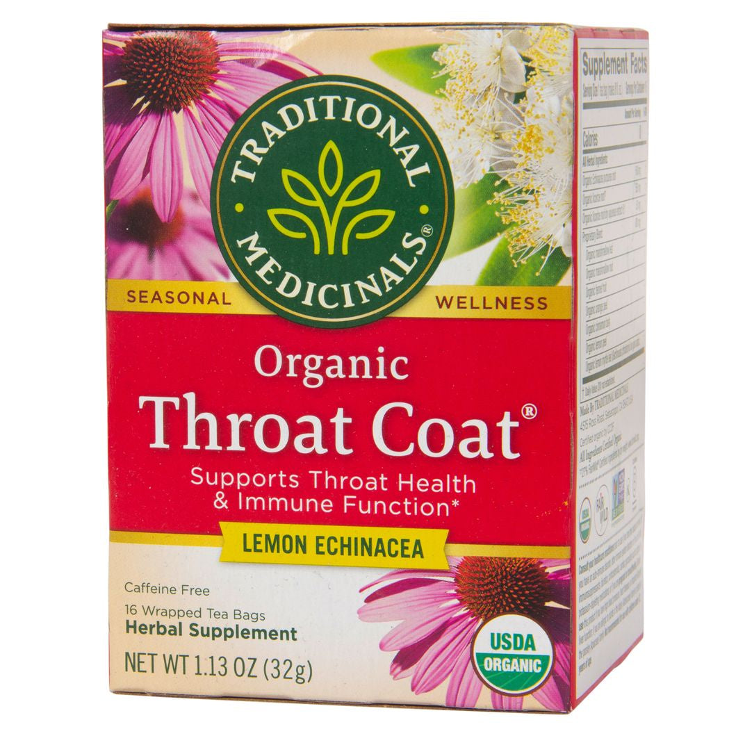 Traditional Medicinals Throat Coat, Lemon Echinacea, Tea, Organic-1 Box