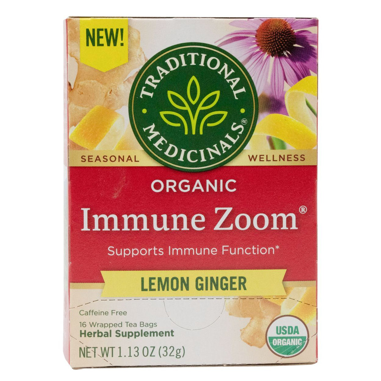 Traditional Medicinals Immune Zoom Lemon Ginger Tea, Organic-1 box