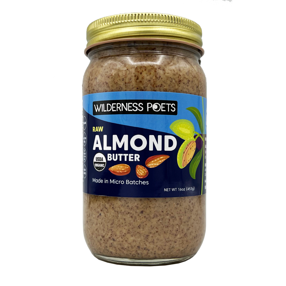 Wilderness Poets Almond Butter, Raw, Organic-16oz
