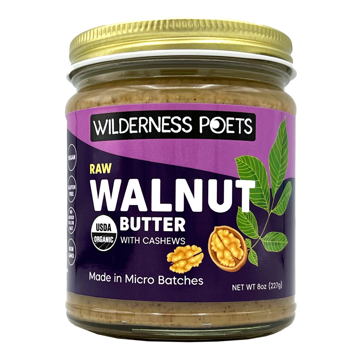 Wilderness Poets Walnut Butter with Cashews, Raw, Organic-8oz