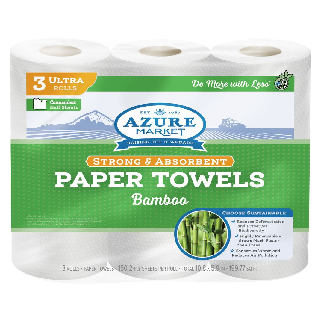 Azure Market Bamboo Paper Towel, 150 Sheets-3 rolls