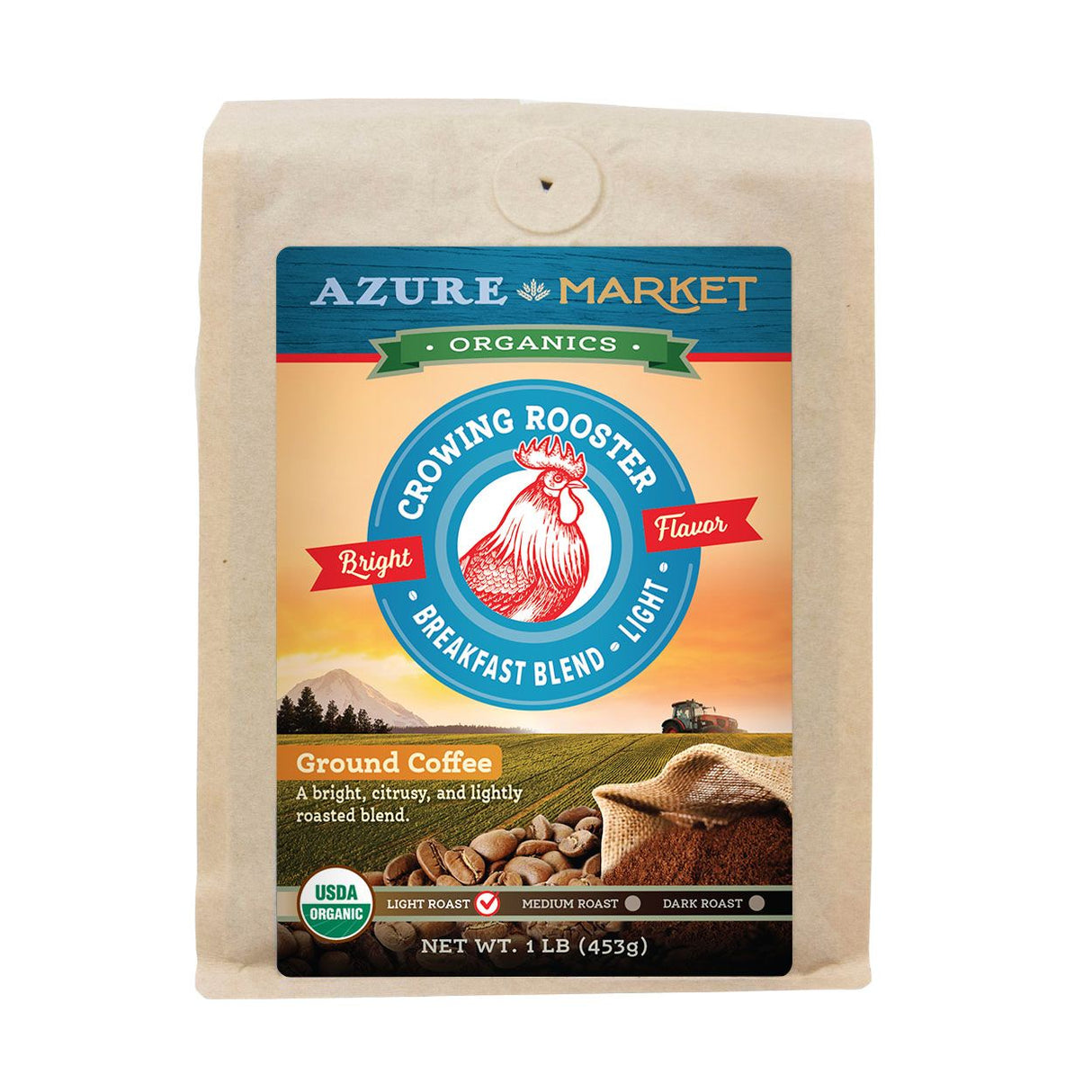 Azure Market Organics Coffee Ground, Breakfast Blend, Light Roast, Organic-1Lb