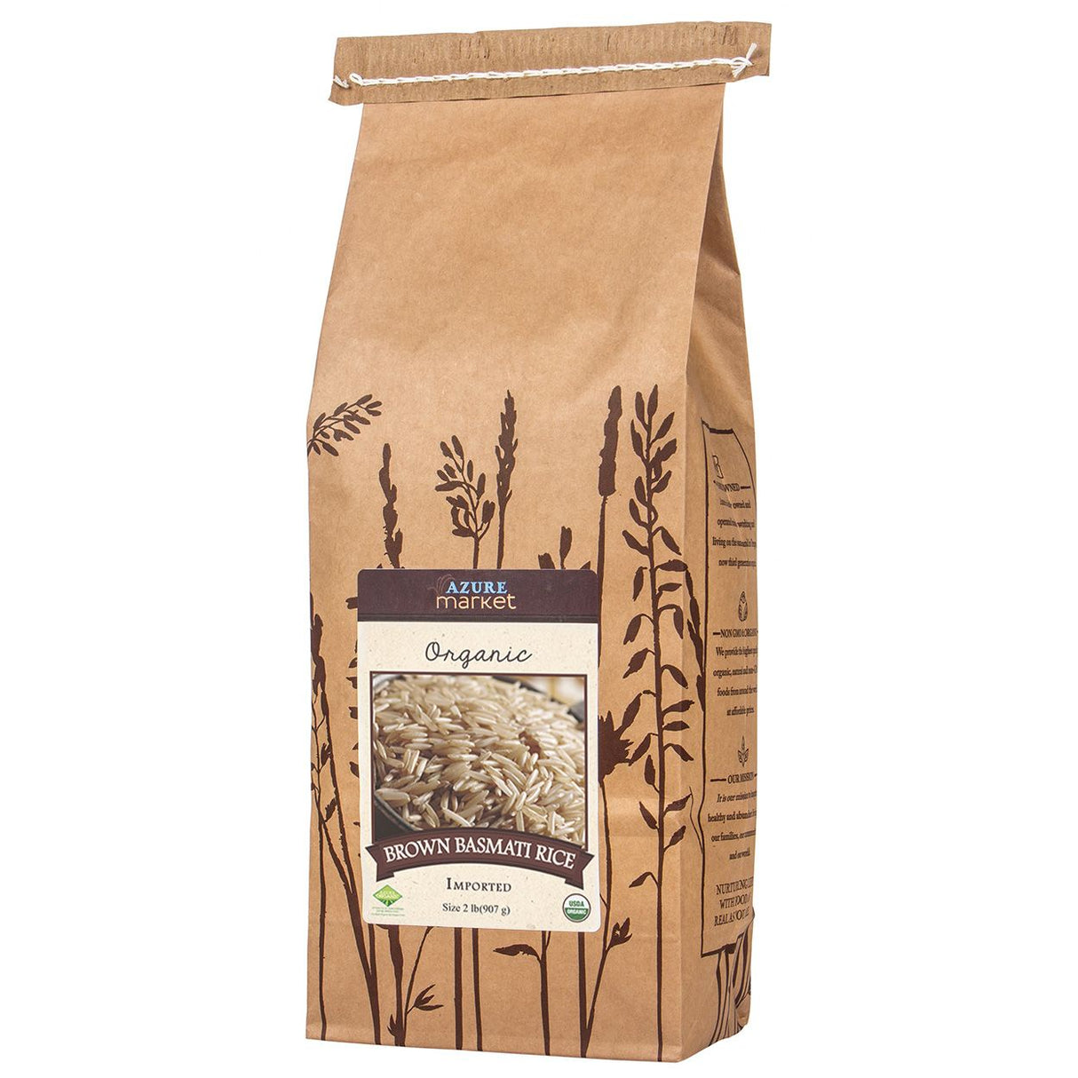 Azure Market Organics Rice, Basmati Brown, Imported, Organic-2Lbs