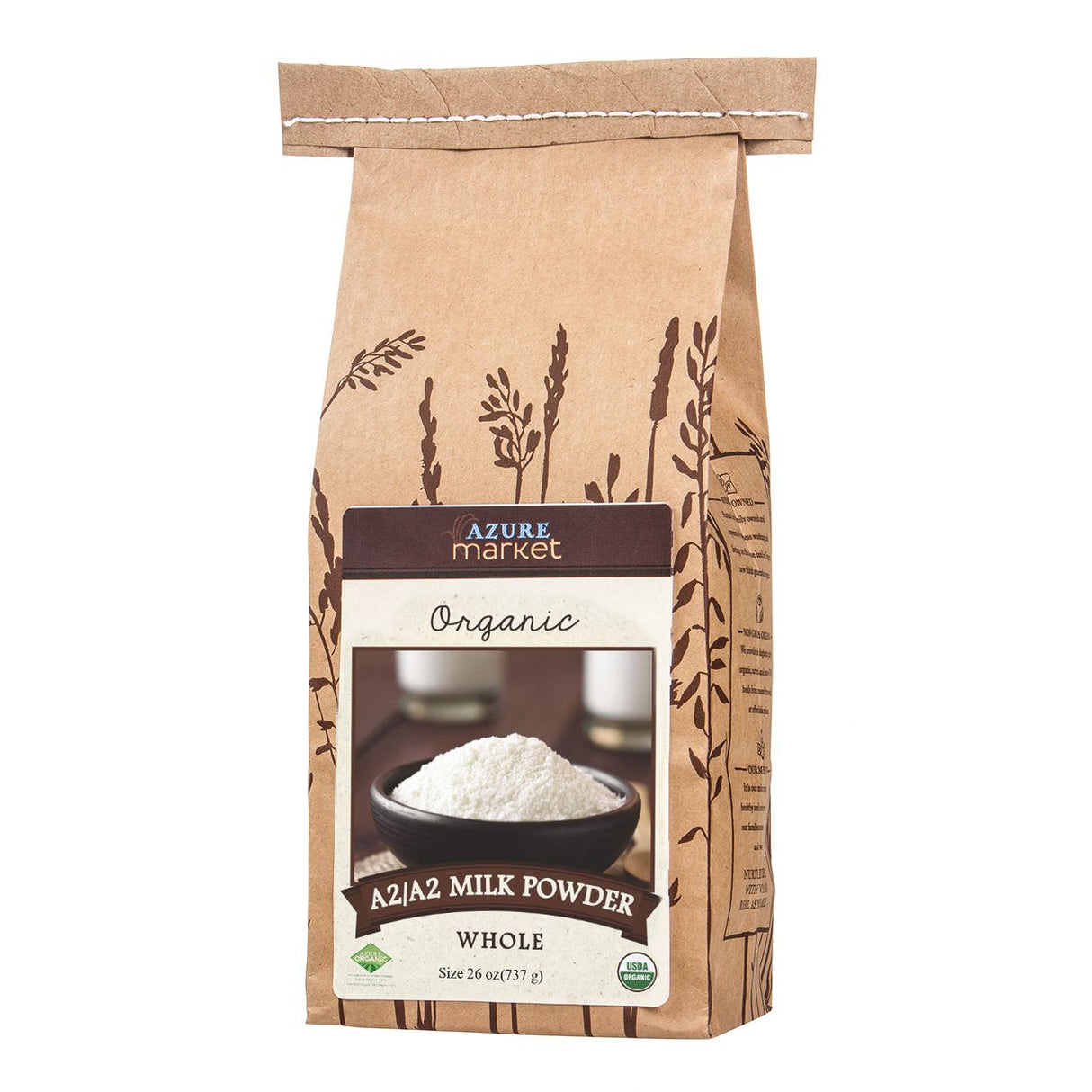 Azure Market Organics Whole Milk Powder, A2/A2, Organic-26oz