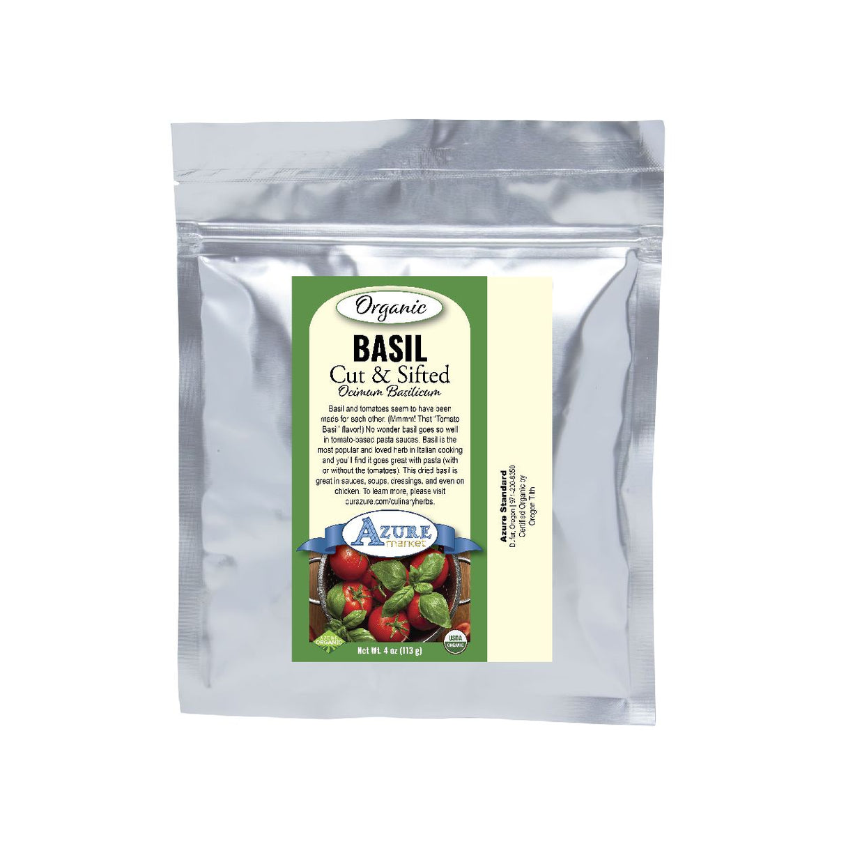 Azure Market Organics Basil, Cut & Sifted, Organic- 4oz