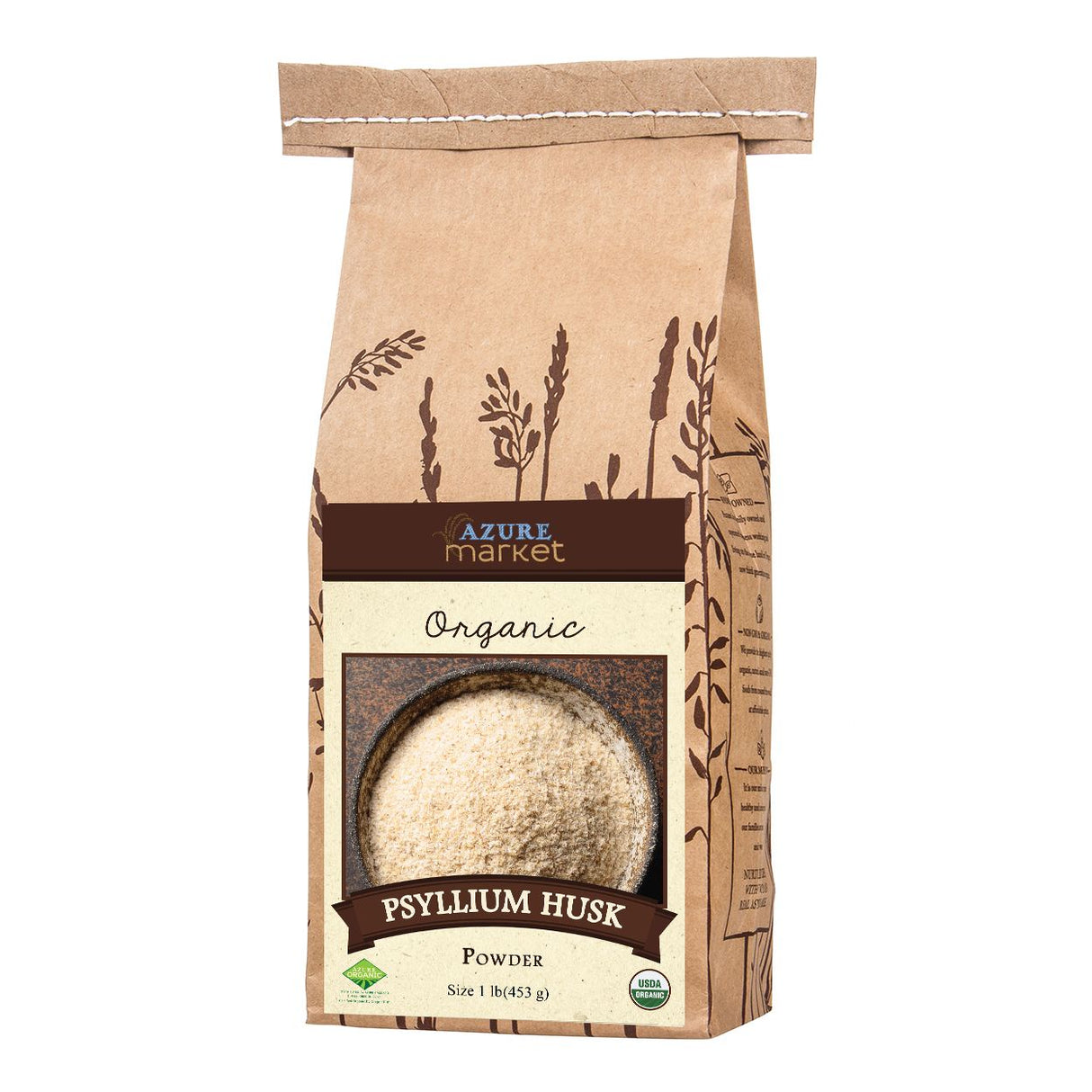 Azure Market Organics Psyllium Husk Powder, Organic- 1lb