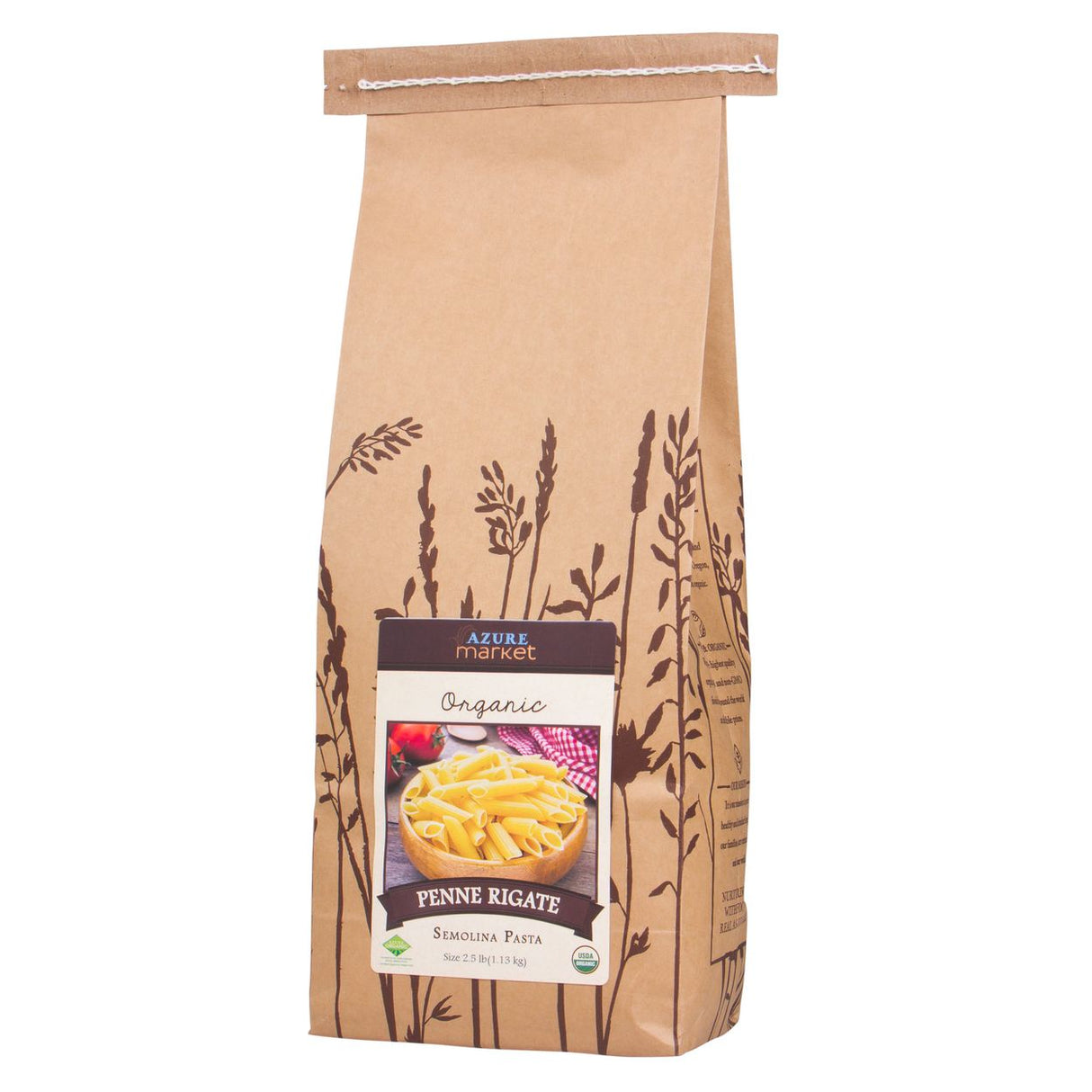 Azure Market Organic Semolina Penne Rigate - Italian Wheat Pasta, 2.5 lb
