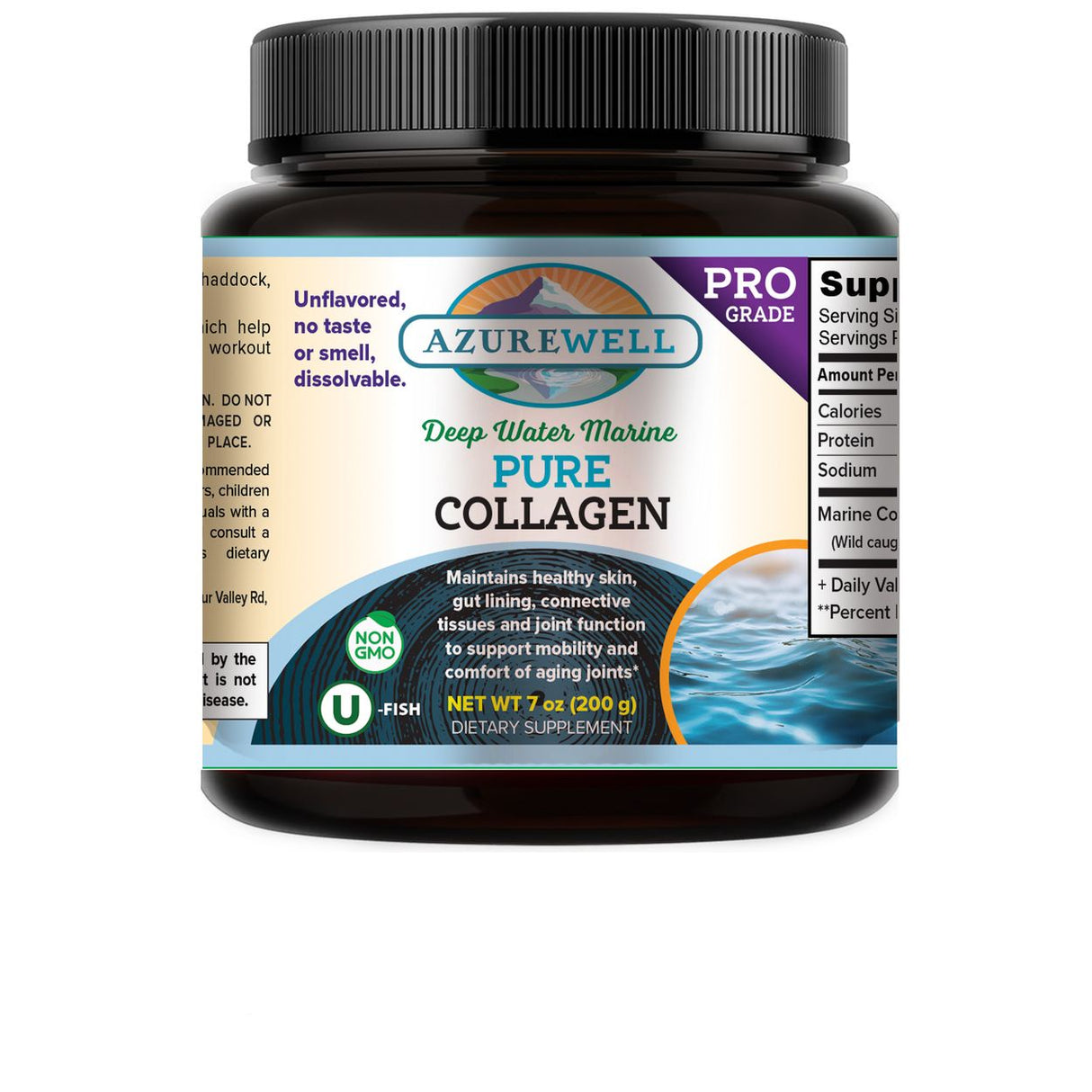 AzureWell Collagen, Pure (Deep Water Marine)-7oz Powder
