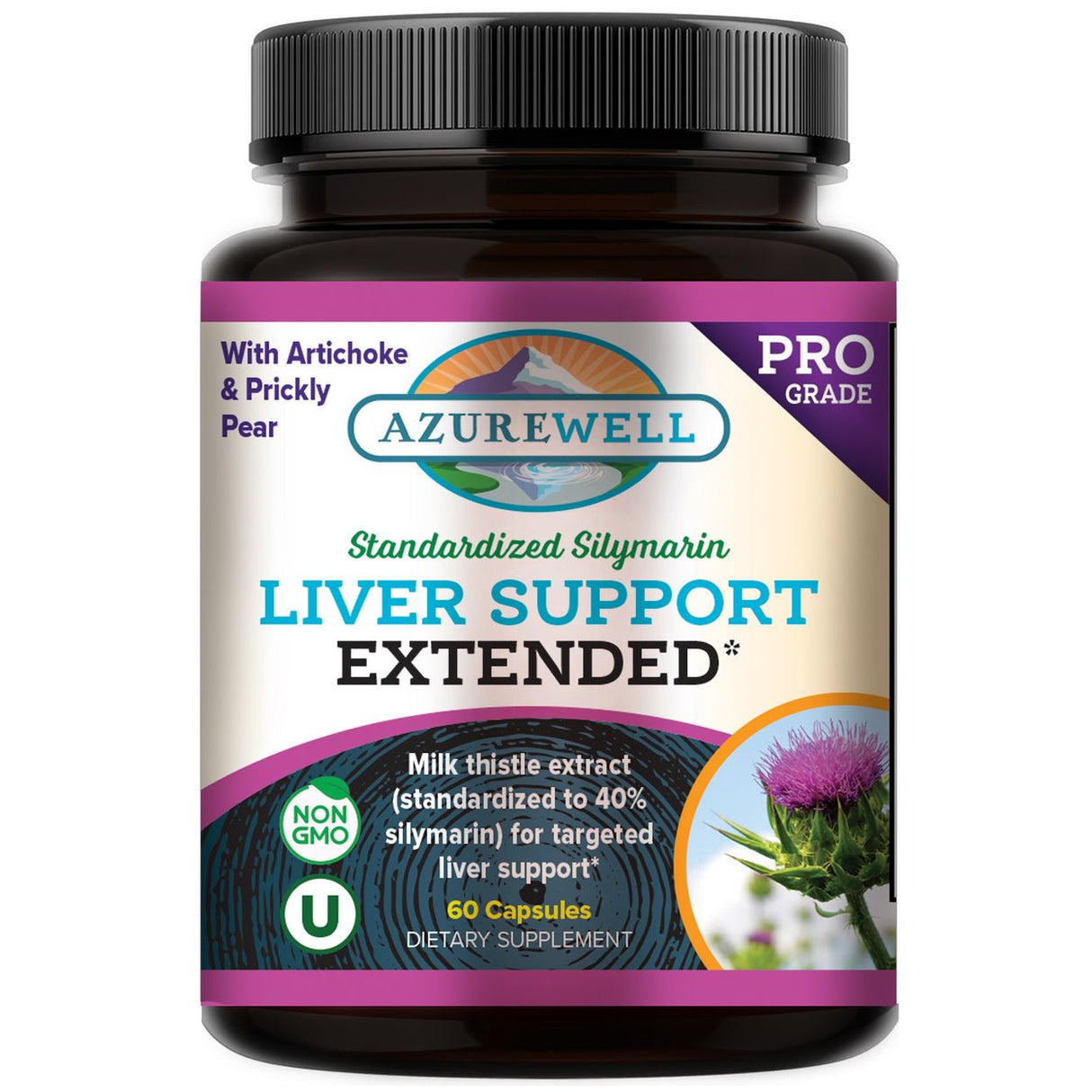 AzureWell Liver Support Extended (Standardized Silymarin, 60 Caps)