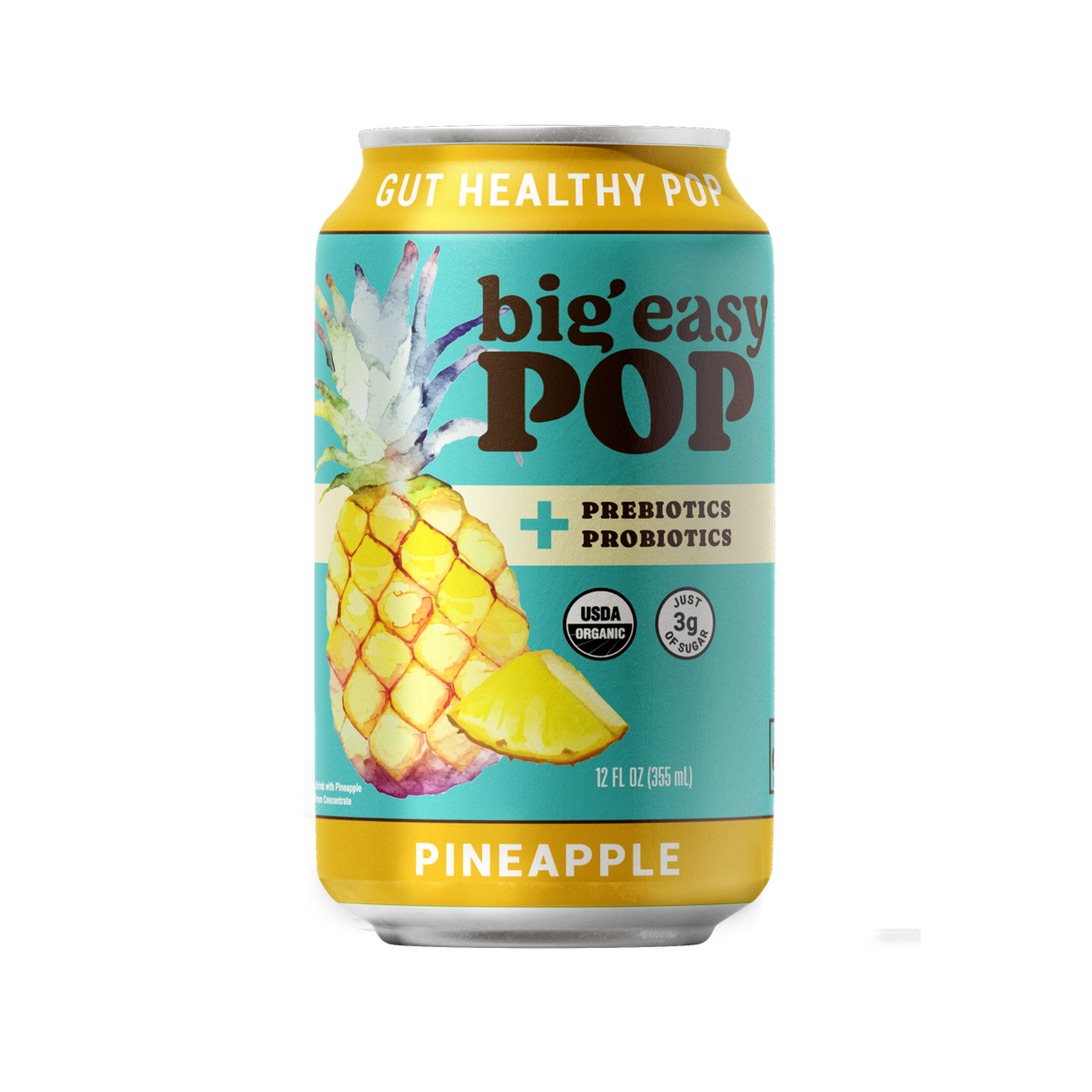 Big Easy Pop Gut Healthy Pop, Pineapple, Organic-12oz