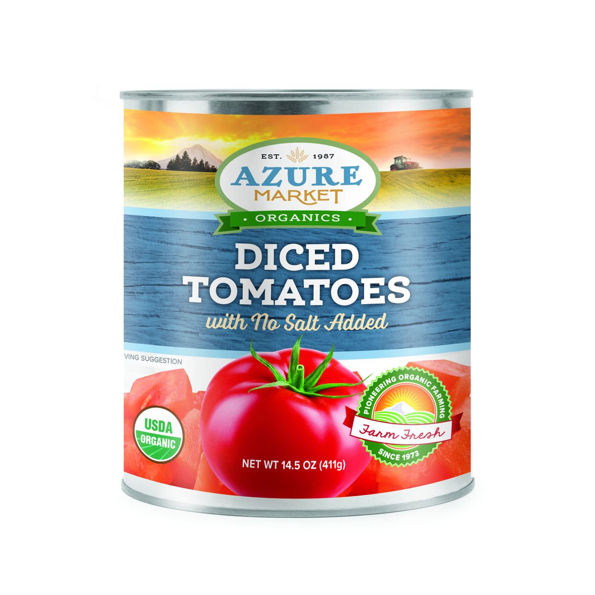 Azure Market Organics Diced Tomatoes- No Salt Added, Organic 14.5oz