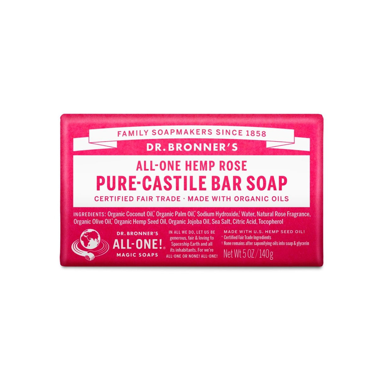 Dr Bronner Hemp Rose Pure Castile Soap Organic-5oz