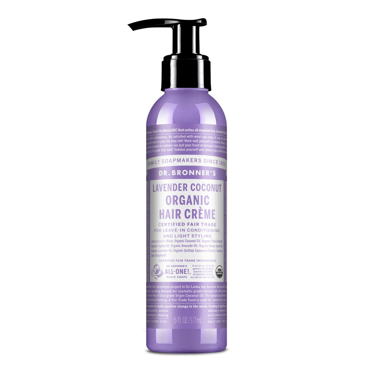 Dr Bronner Lavender Coconut Conditioning Style Creme, Organic-6oz