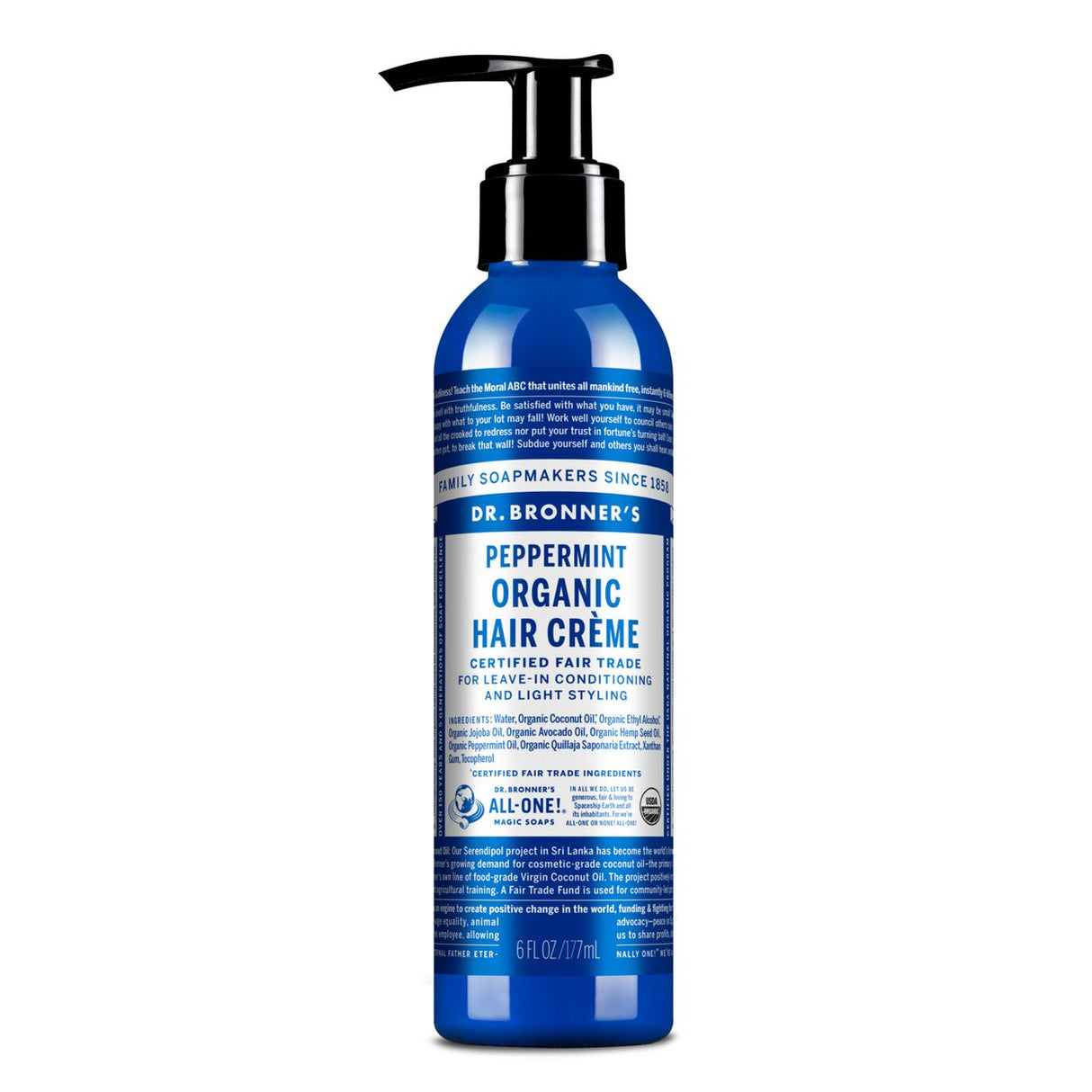 Dr Bronner Peppermint Hair Conditioning Style Creme, Organic-6oz