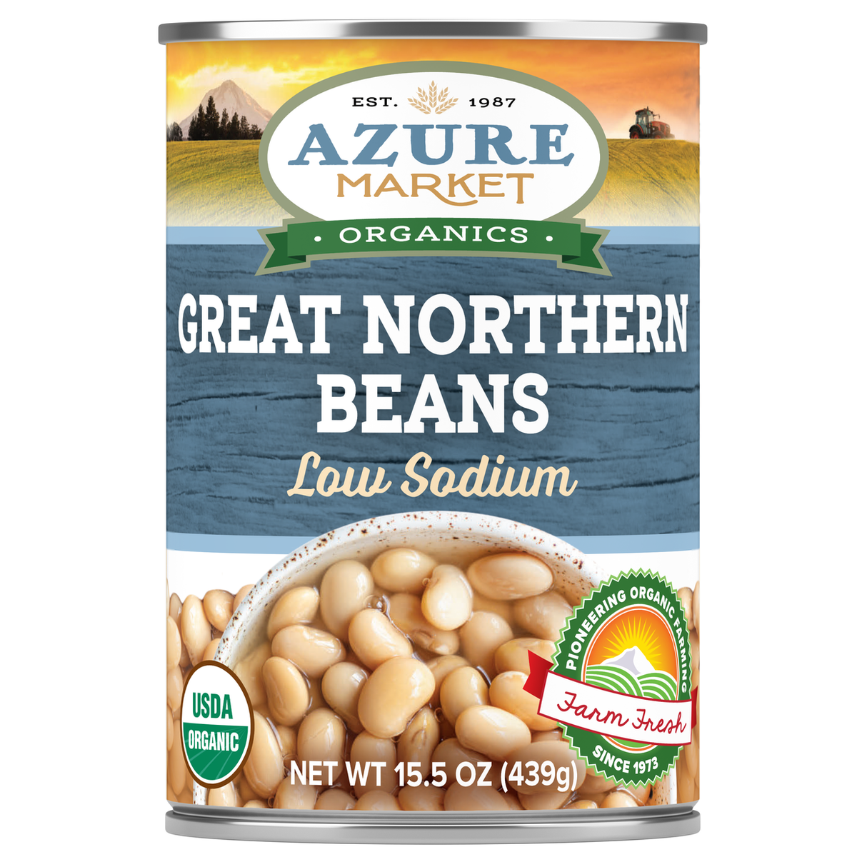 Azure Market Organics Great Northern Beans, Low Sodium, Organic-15.5oz