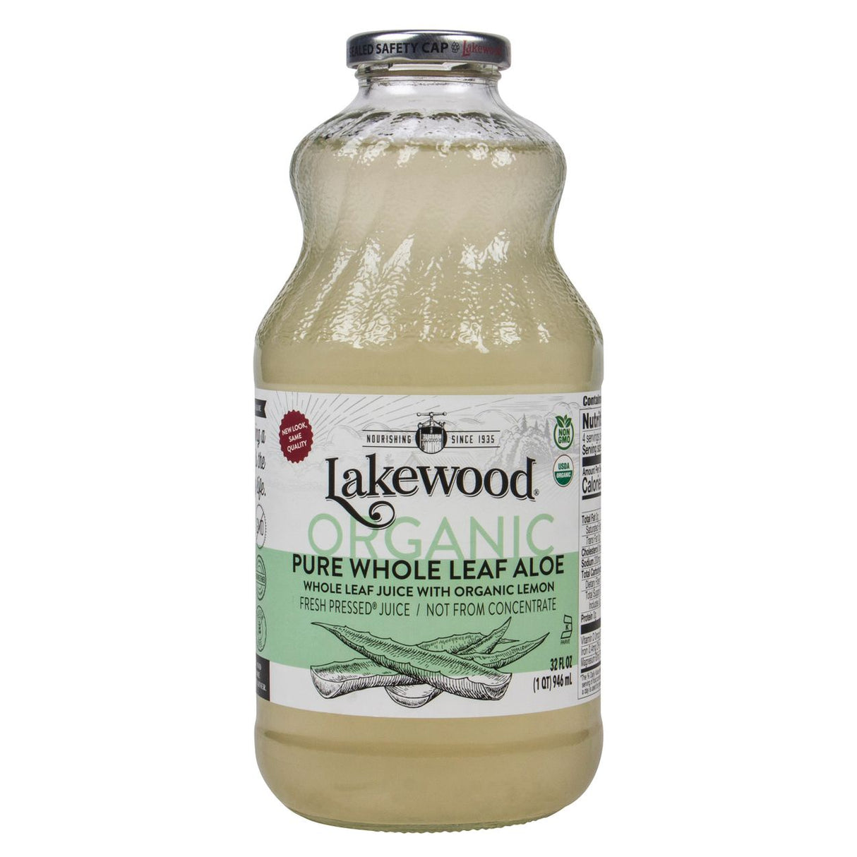 Lakewood Organic Juices Aloe Juice, Pure, Whole Leaf, Organic-32floz