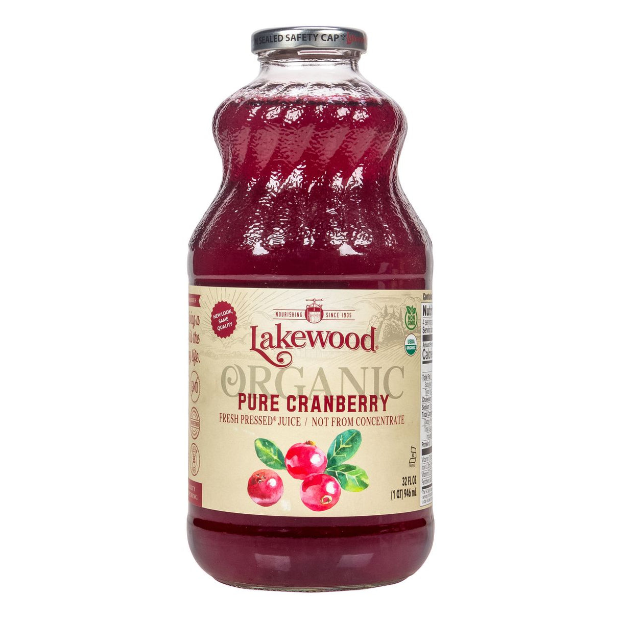 Lakewood Organic Juices Cranberry Juice, Pure, Organic-32floz