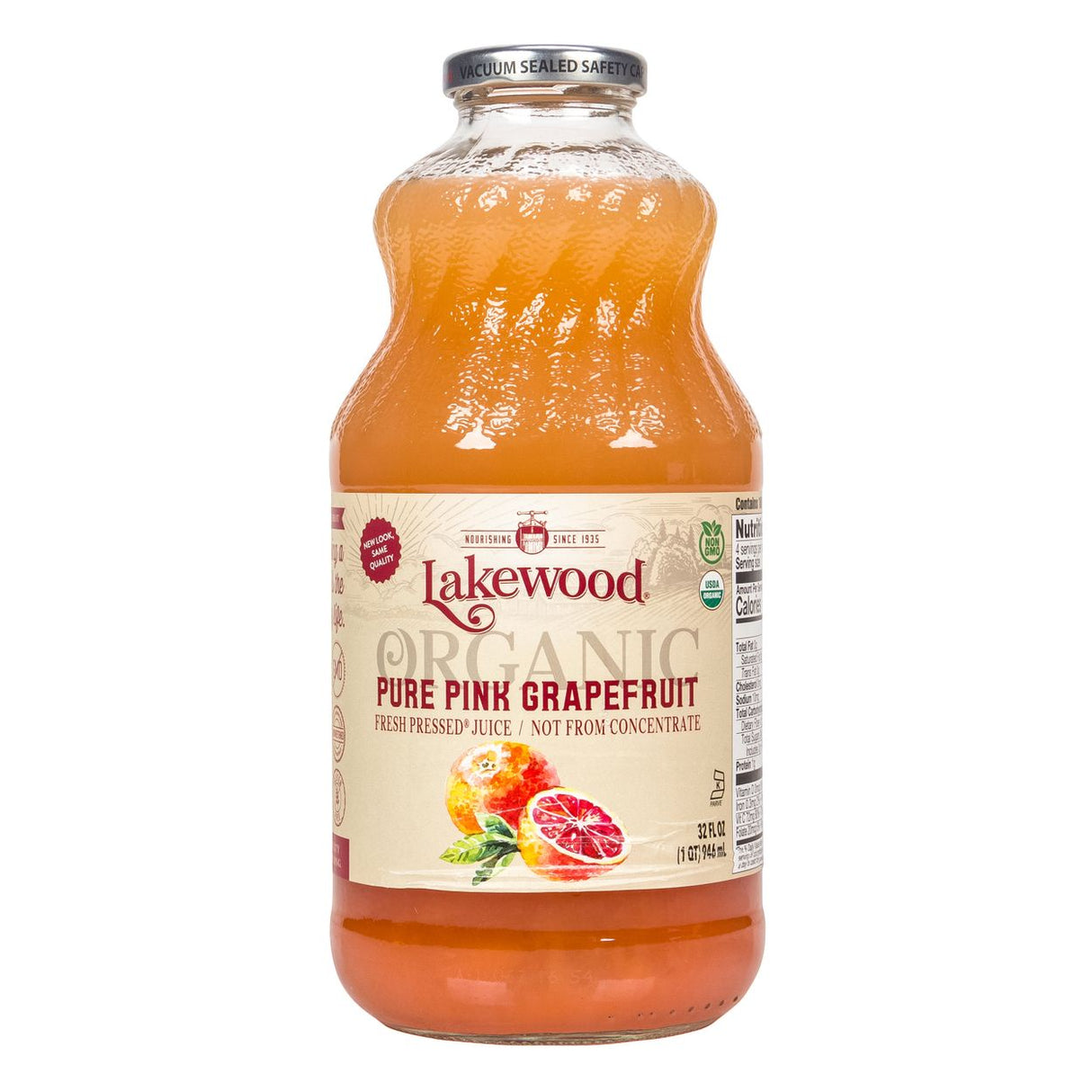 Lakewood Organic Juices Pink Grapefruit Juice, Pure, Organic-32 fl oz